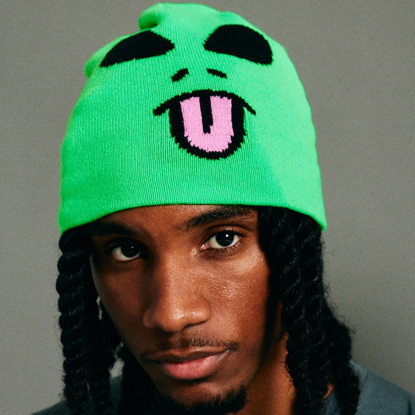 Alien Face Beanie (Green)<Ripndip Best