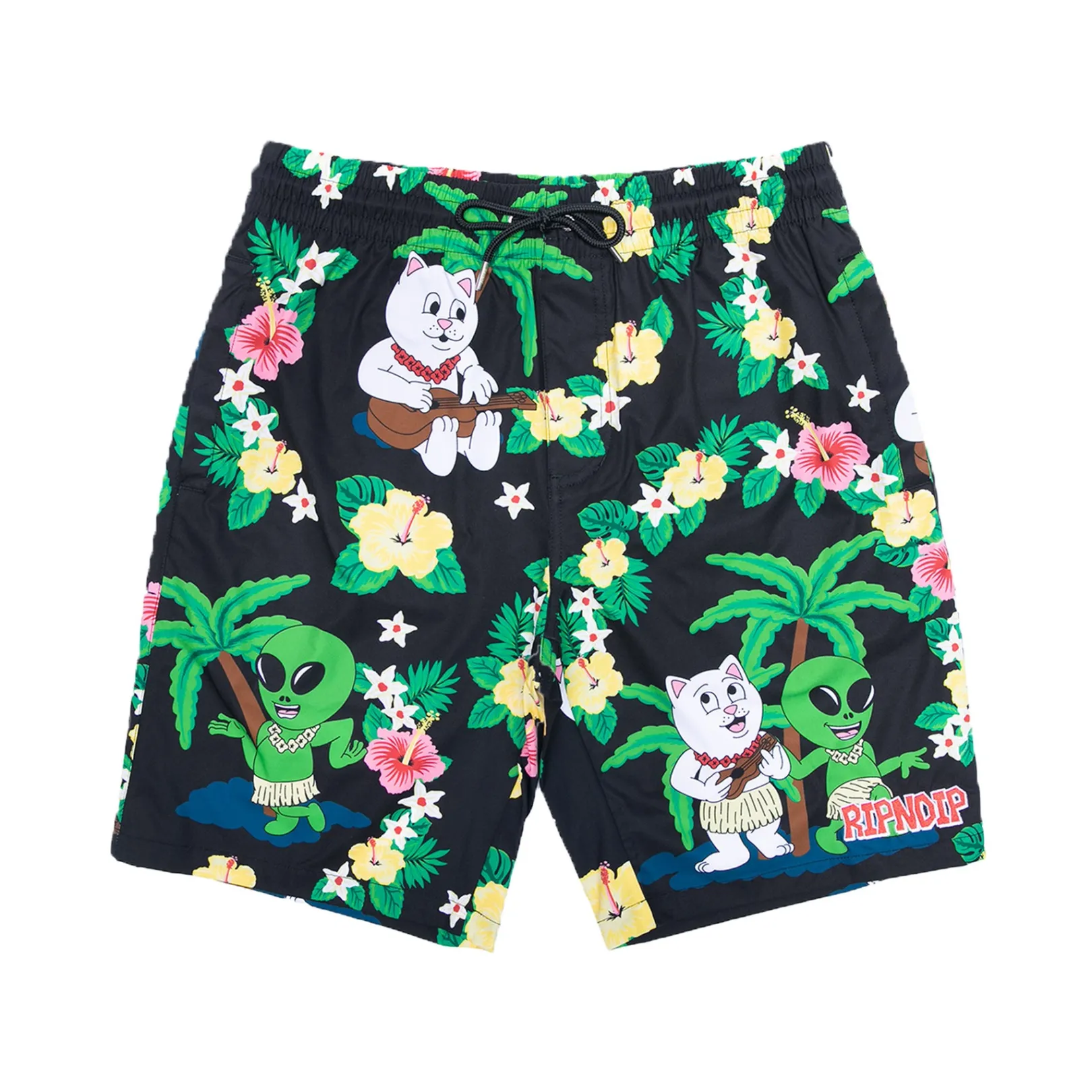 Aloha Nerm Swim Shorts (Black)<Ripndip Store