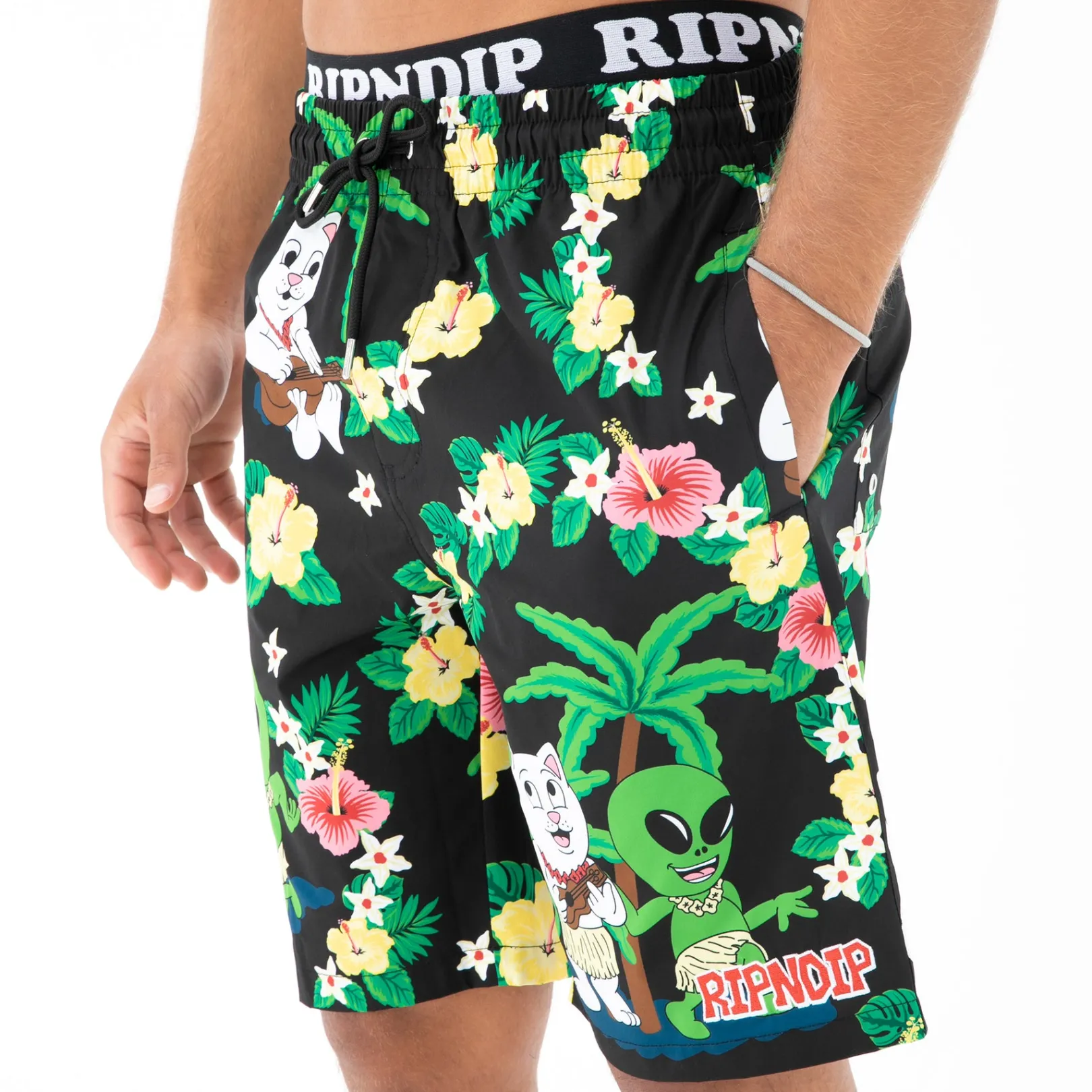 Aloha Nerm Swim Shorts (Black)<Ripndip Store