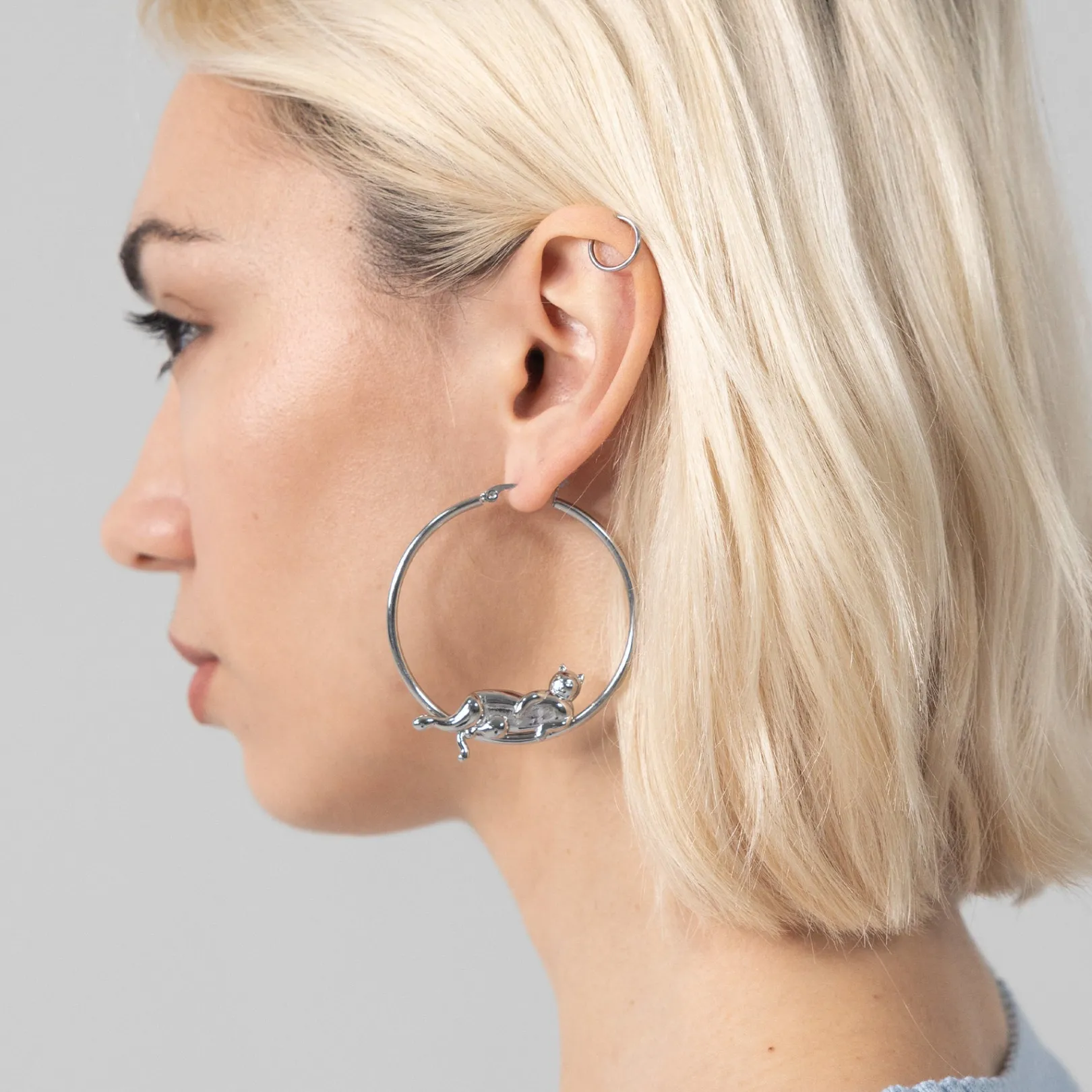 Catstanza Hoop Earrings (Silver)<Ripndip Best Sale