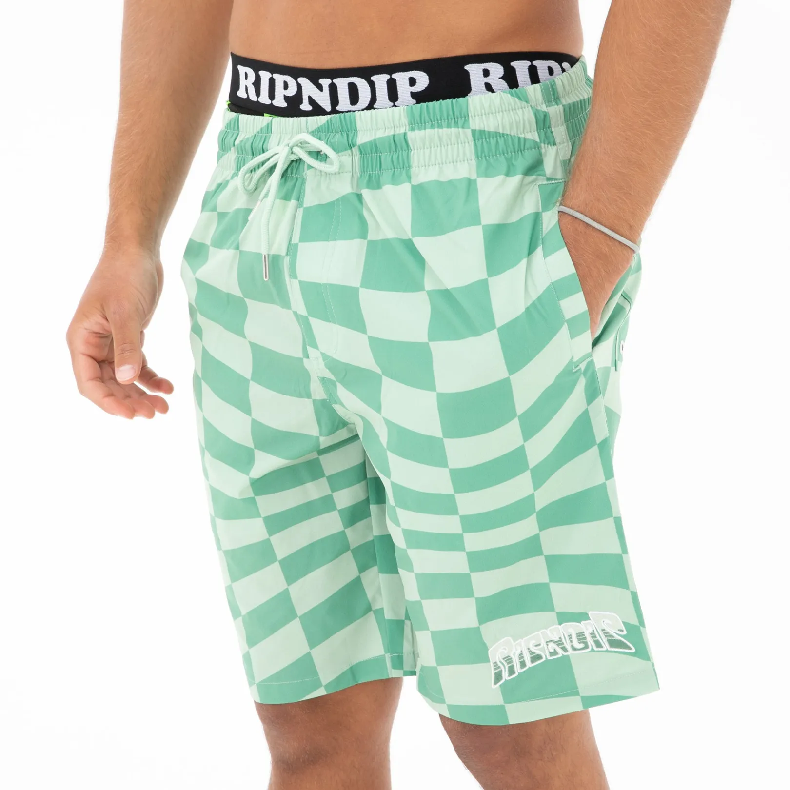 Checked Swim Shorts (Olive/Pine)<Ripndip Best