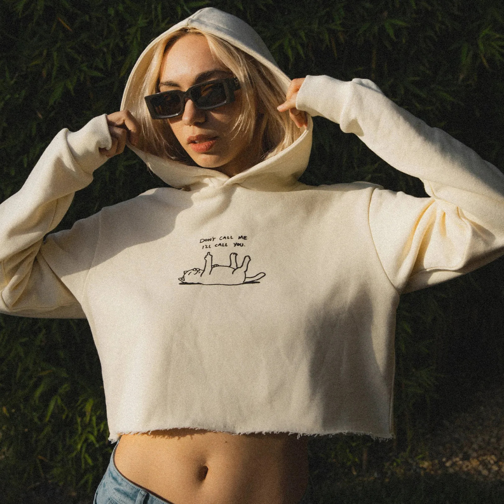 Don't Call Me Cropped Hoodie (Natural)<Ripndip Best