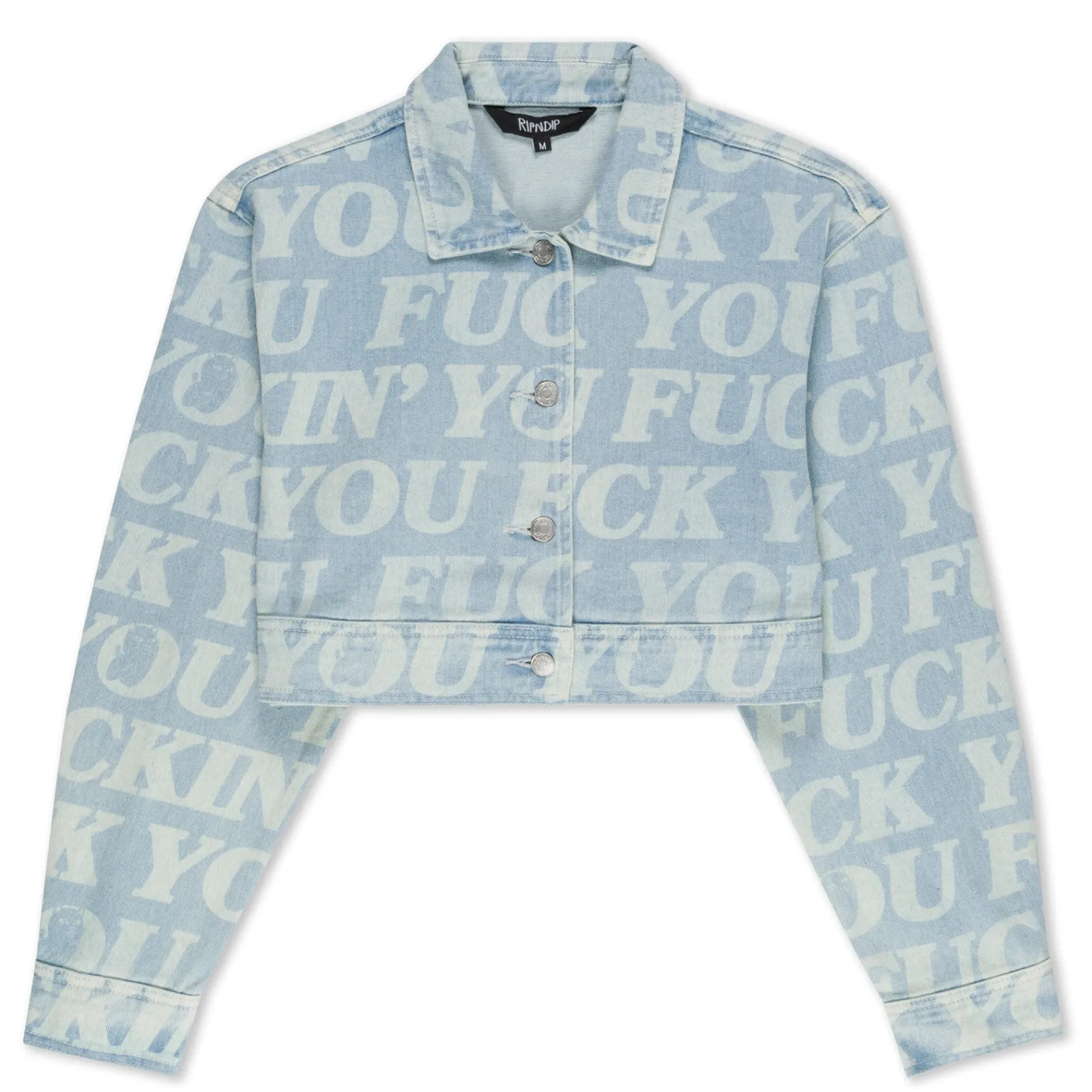 Fuckin Fuck Cropped Denim Jacket (Light Wash)<Ripndip Online