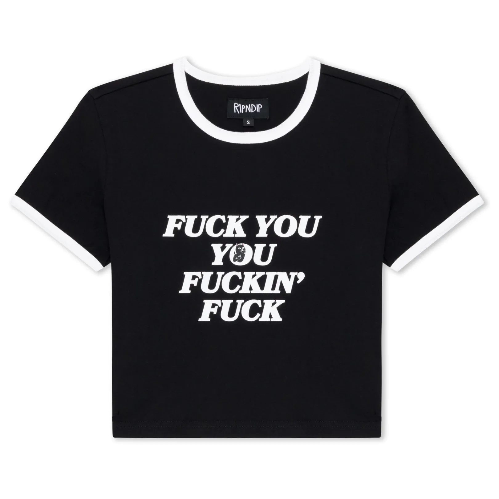 Fuckin Fuck Cropped Ringer Tee (Black/White)<Ripndip Discount