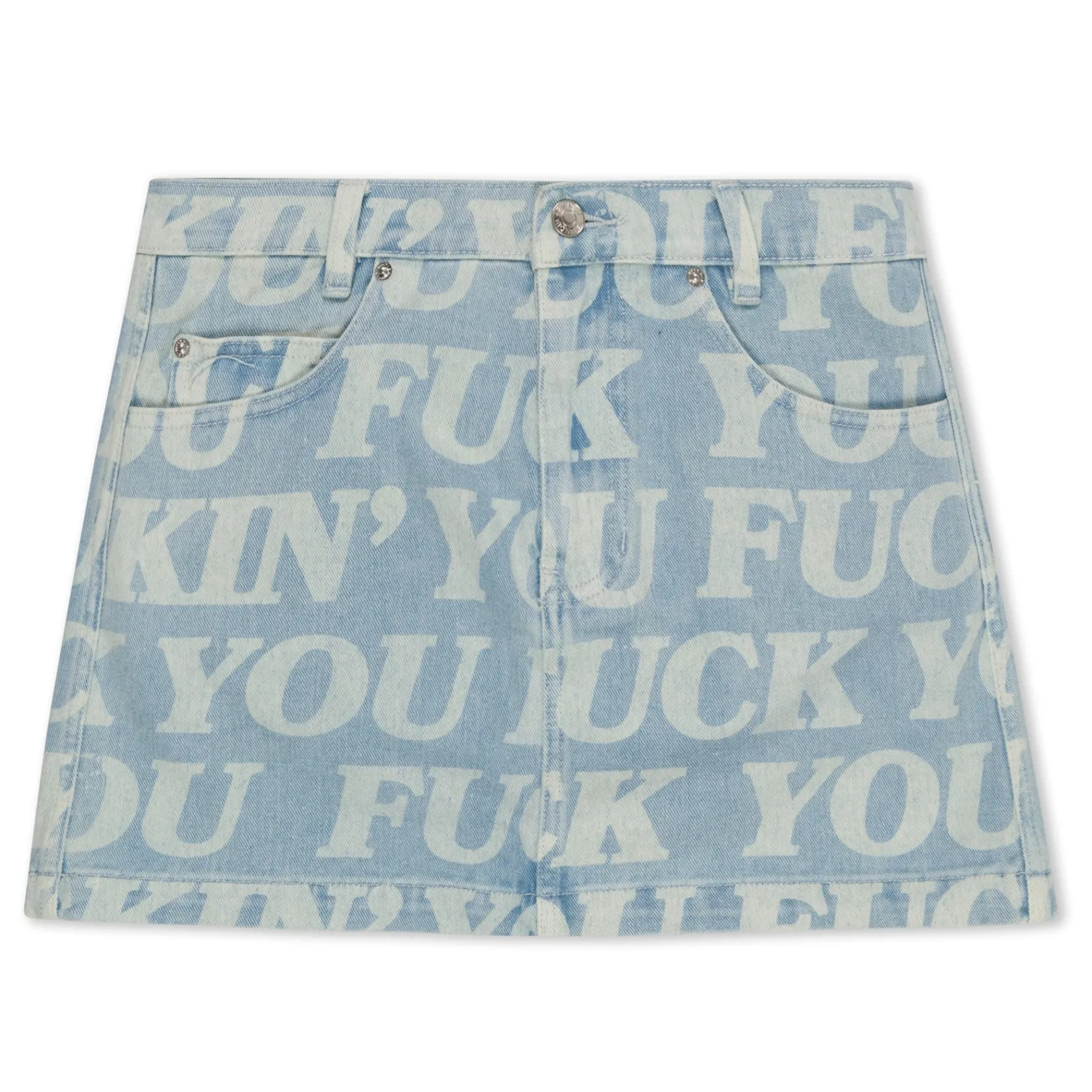 Fuckin Fuck Denim Mini Skirt  (Light Wash )<Ripndip Flash Sale