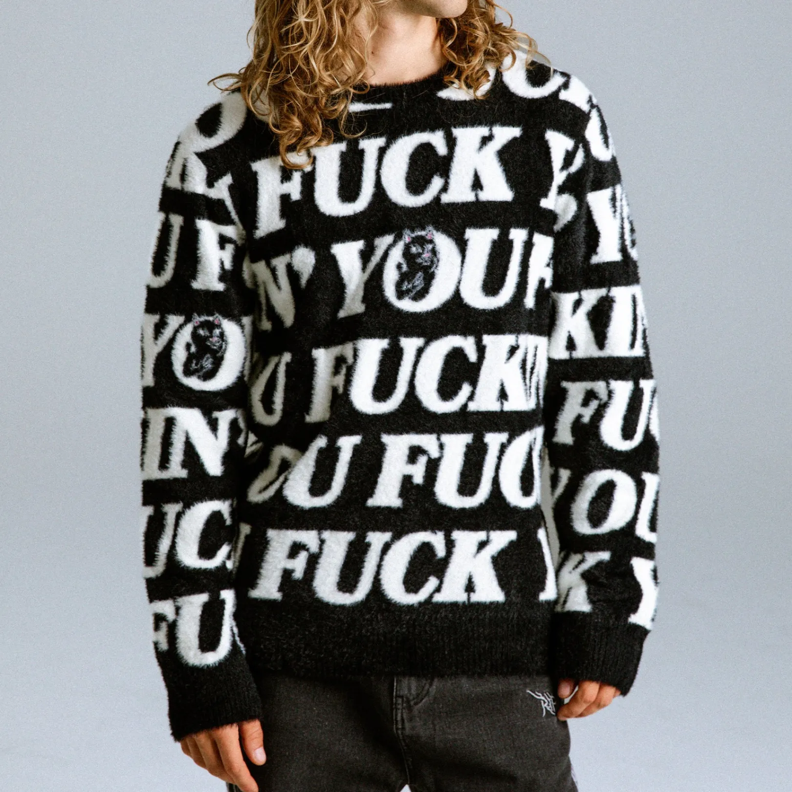 Fuckin Fuck Mohair Sweater (Black)<Ripndip Clearance