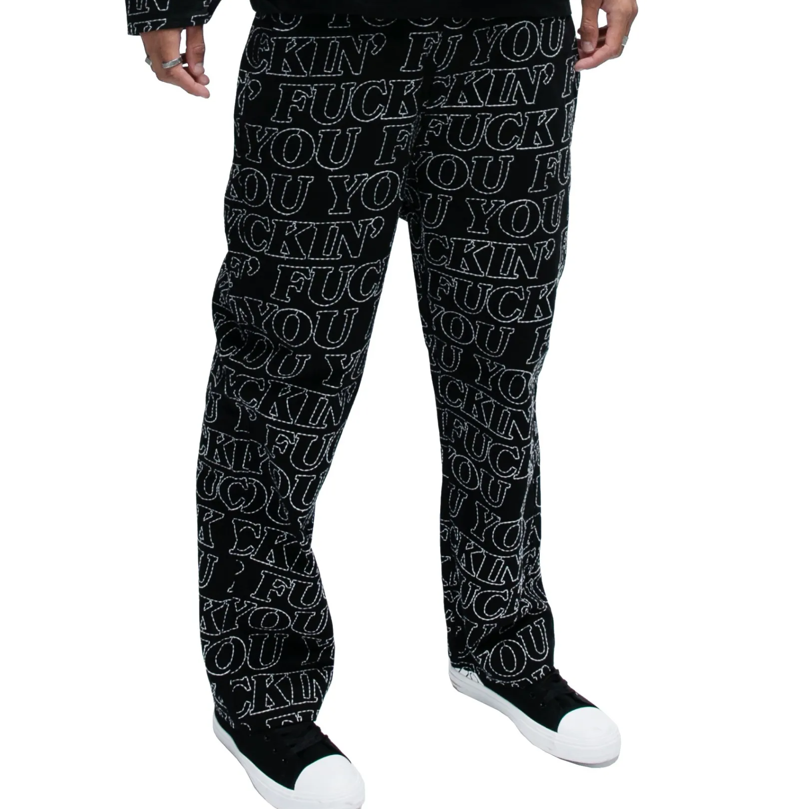 Fuckin Fuck Quilted Wide Leg Pants (Black)<Ripndip Best