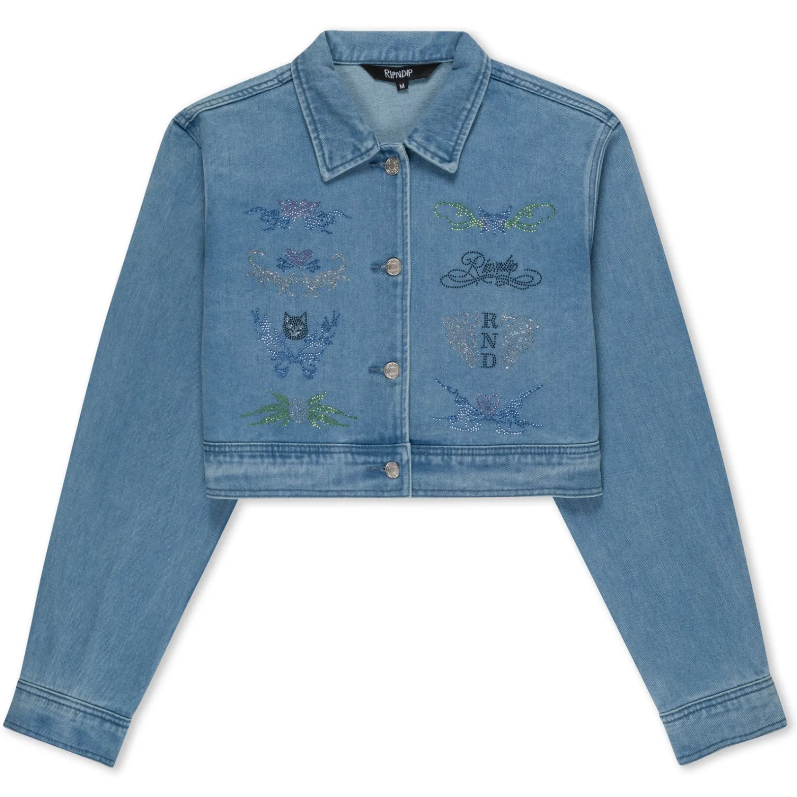 Hyaena Cropped Denim Jacket (Medium Wash)<Ripndip Sale