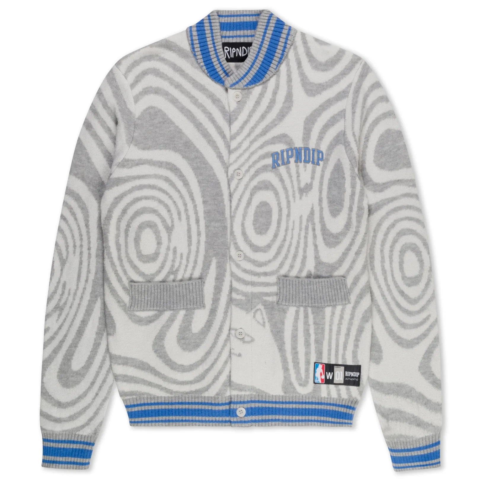 Hypnotic Team Spirit Knit Cardigan (Grey/Light Blue)<Ripndip Store