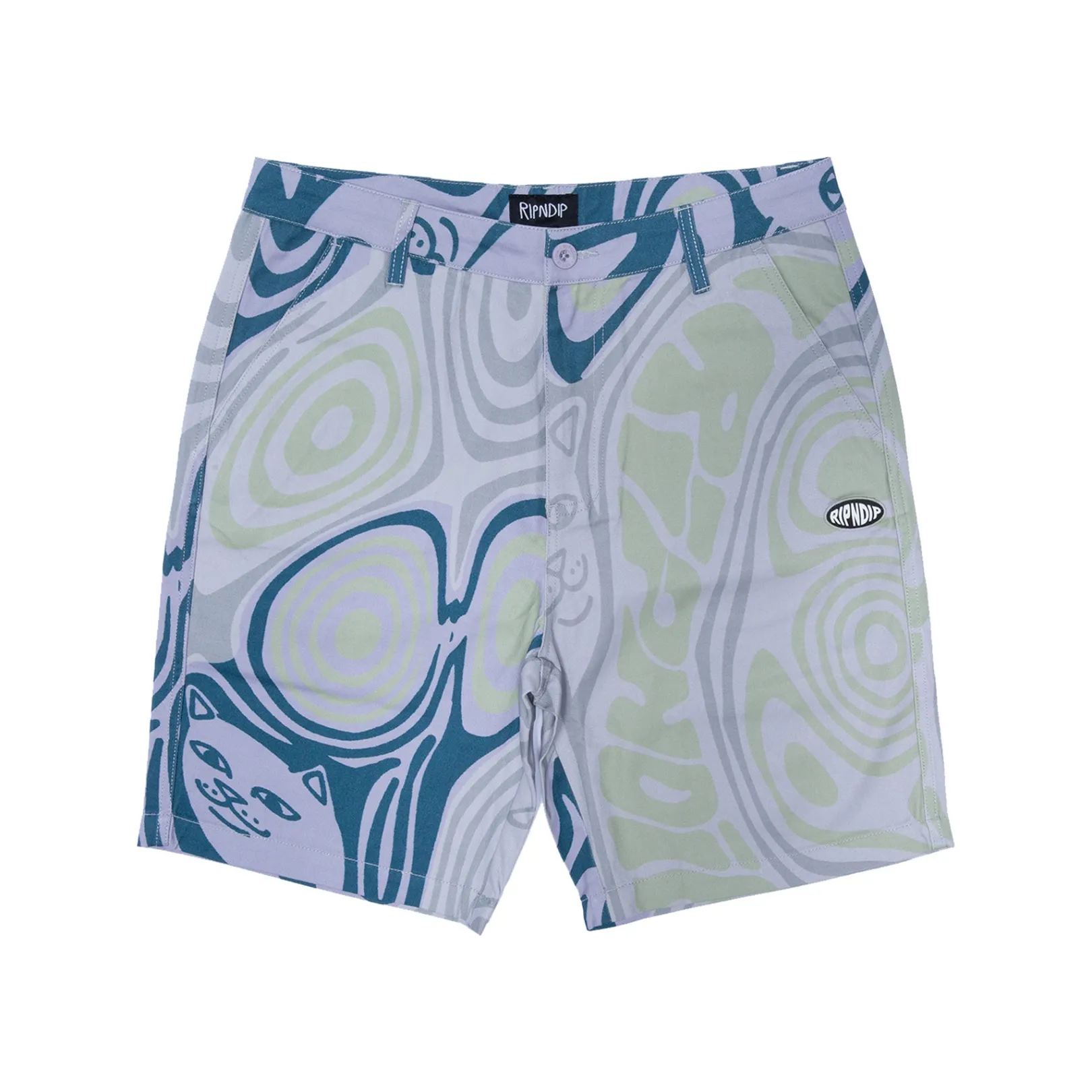 Hypnotic Twill Shorts (Grey/Lavender/Neon)<Ripndip Best