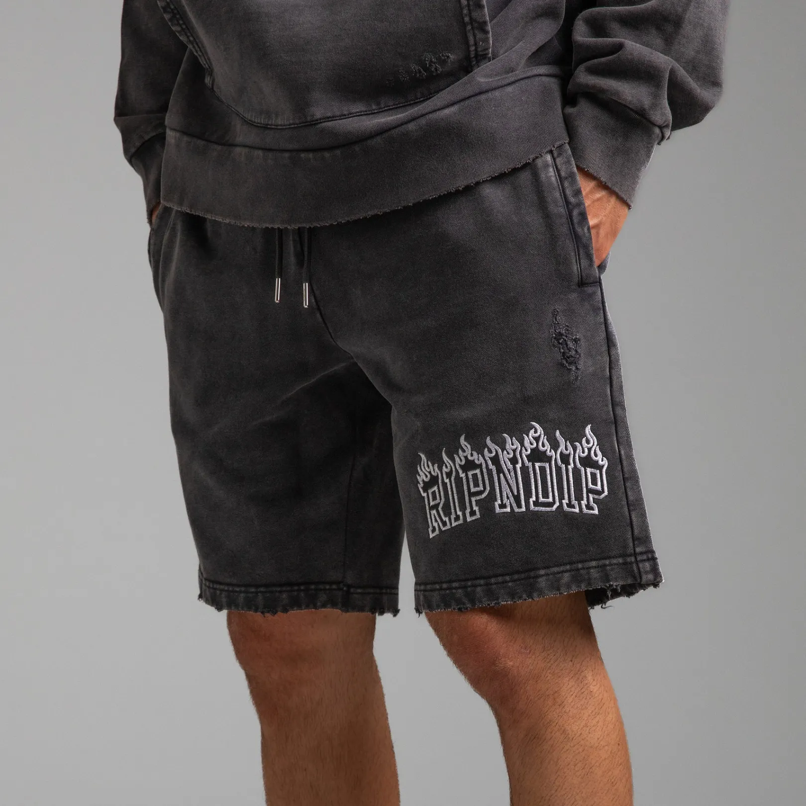 Inferno Sweat Shorts (Black Wash)<Ripndip Flash Sale