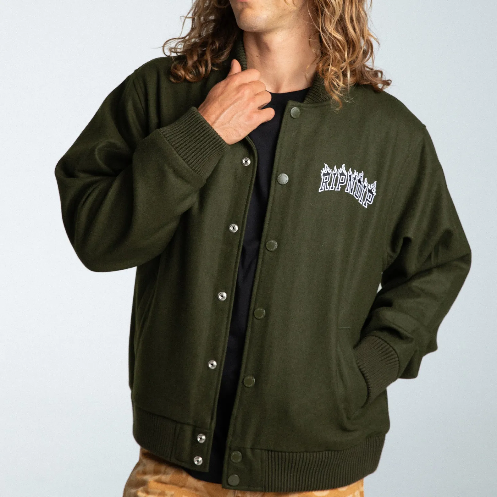 Inferno Varsity Jacket (Light Forest)<Ripndip Store