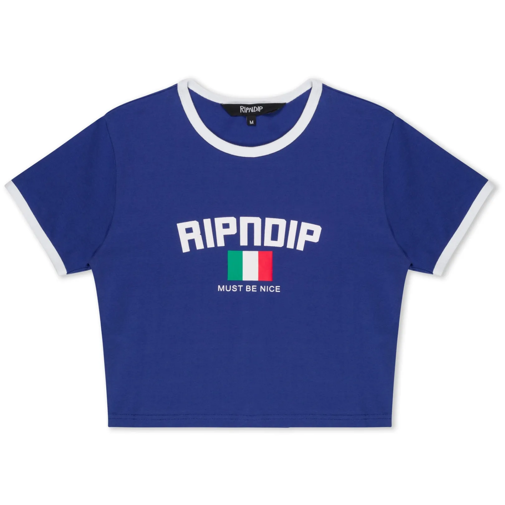 Italy Cropped Ringer Tee (Navy/White)<Ripndip Hot