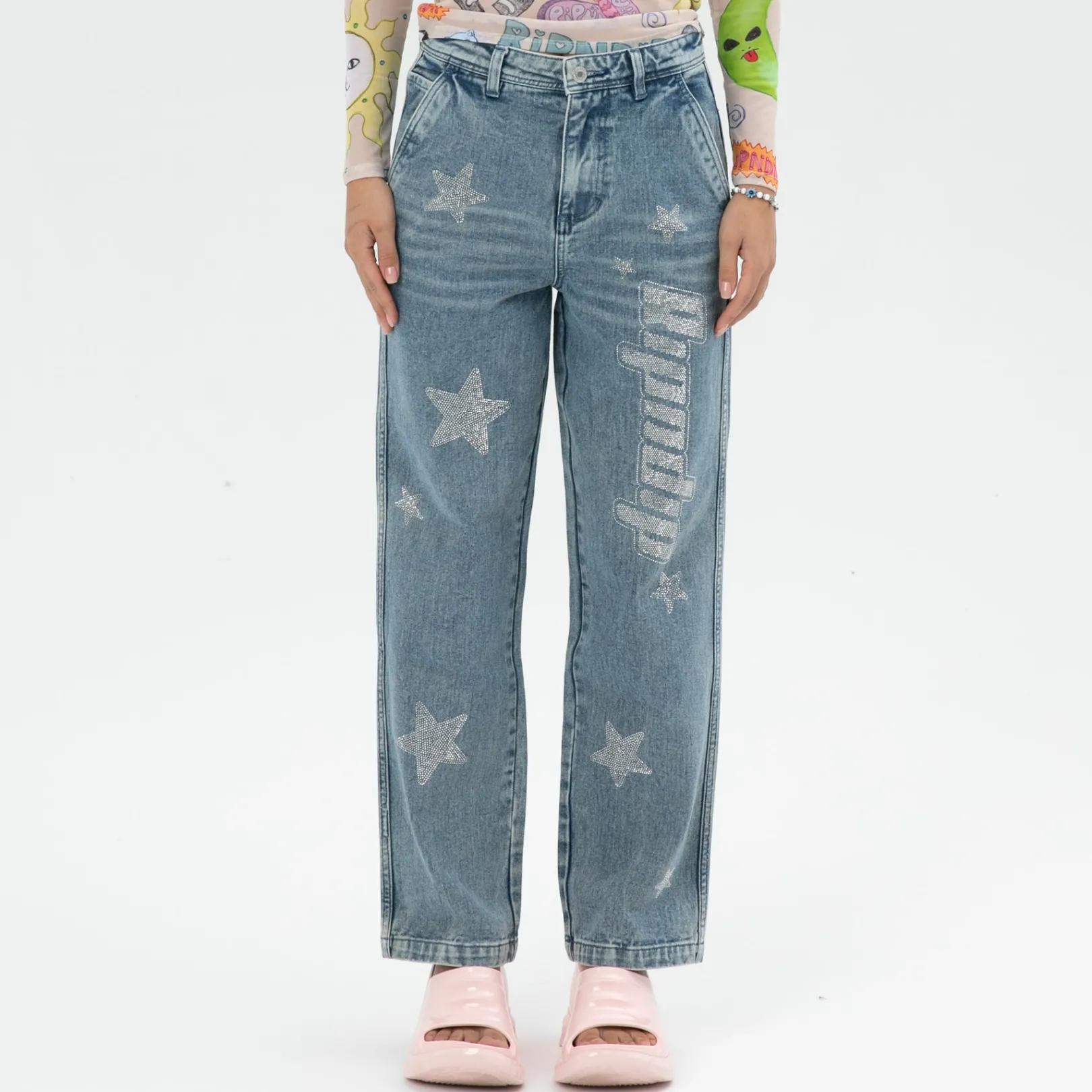 Kawaii Nerm Womens Wide Leg Pants (Medium Wash)<Ripndip Flash Sale