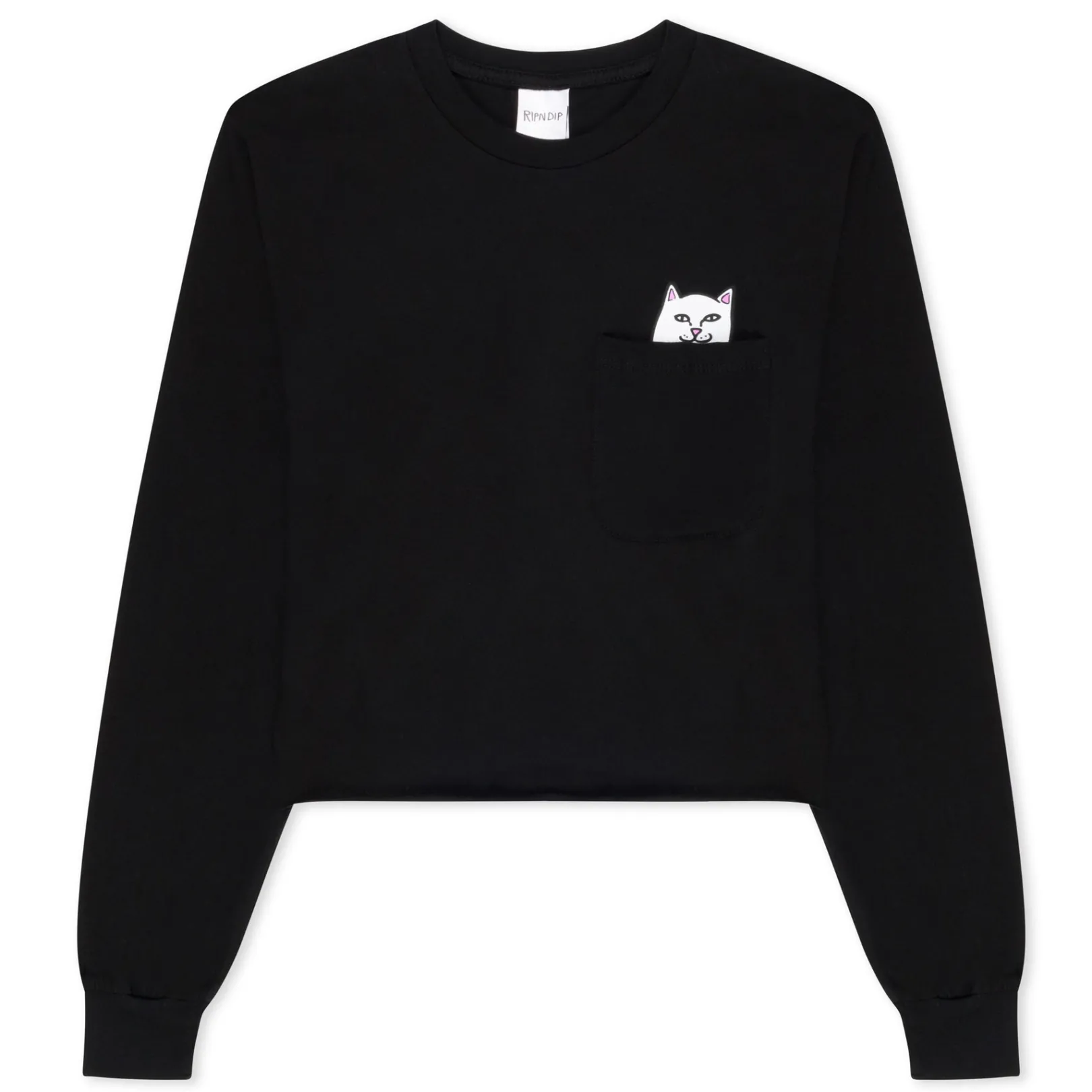 Lord Nermal Cropped Pocket Tee Long Sleeve (Black)<Ripndip Best