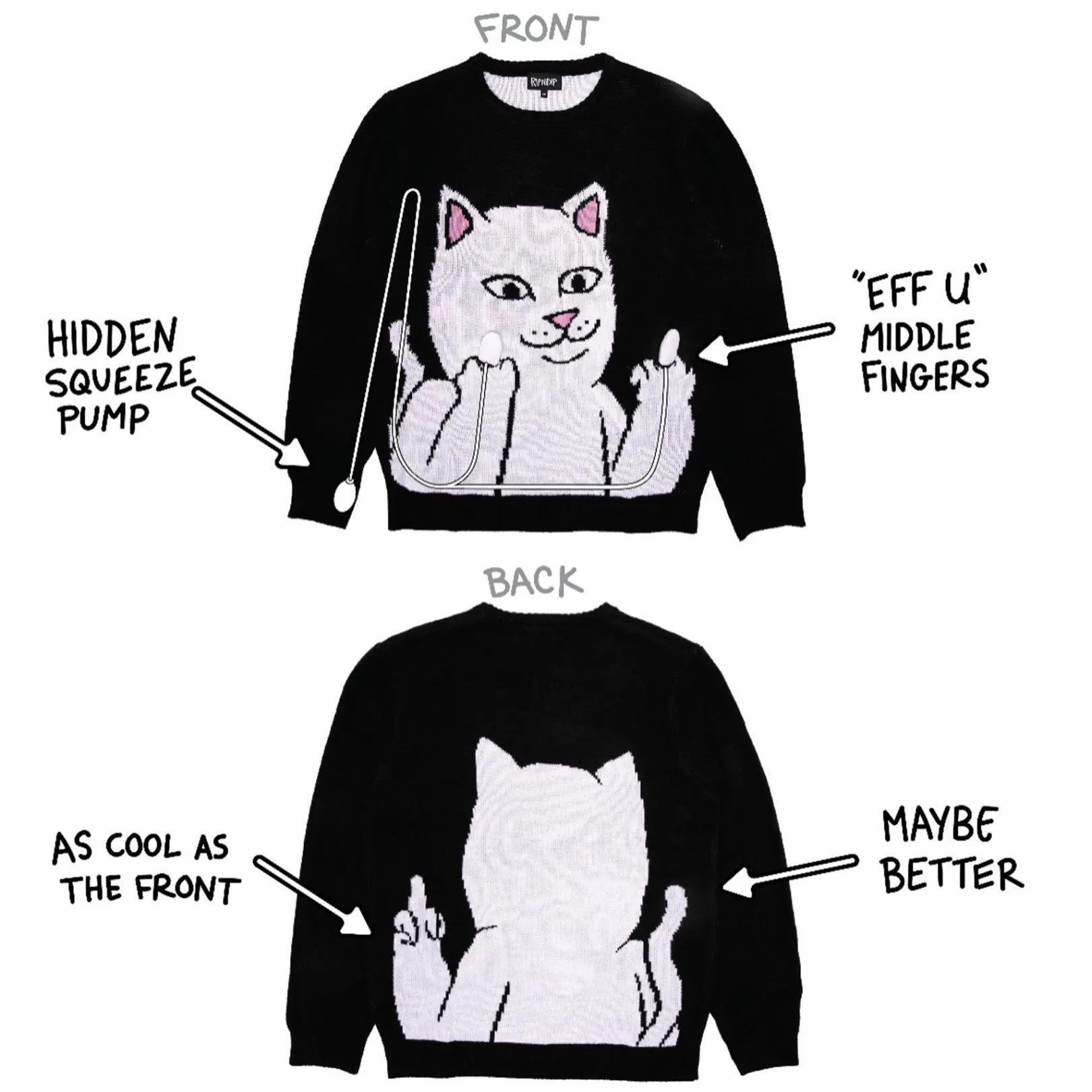 Lord Nermal Flippy Knitty Sweater (Black)<Ripndip Best Sale