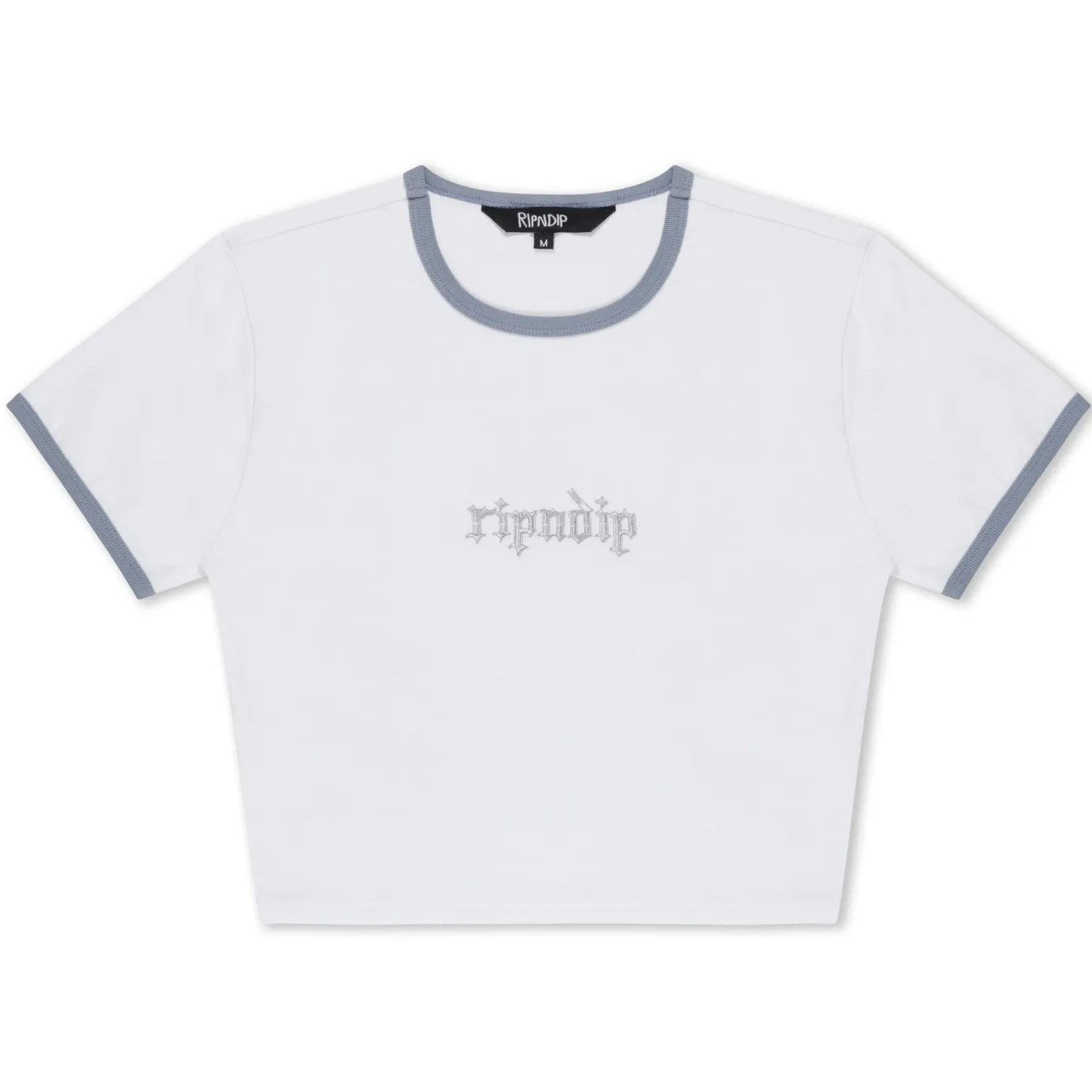 Los Feliz Cropped Ringer Tee (White/Grey)<Ripndip Shop