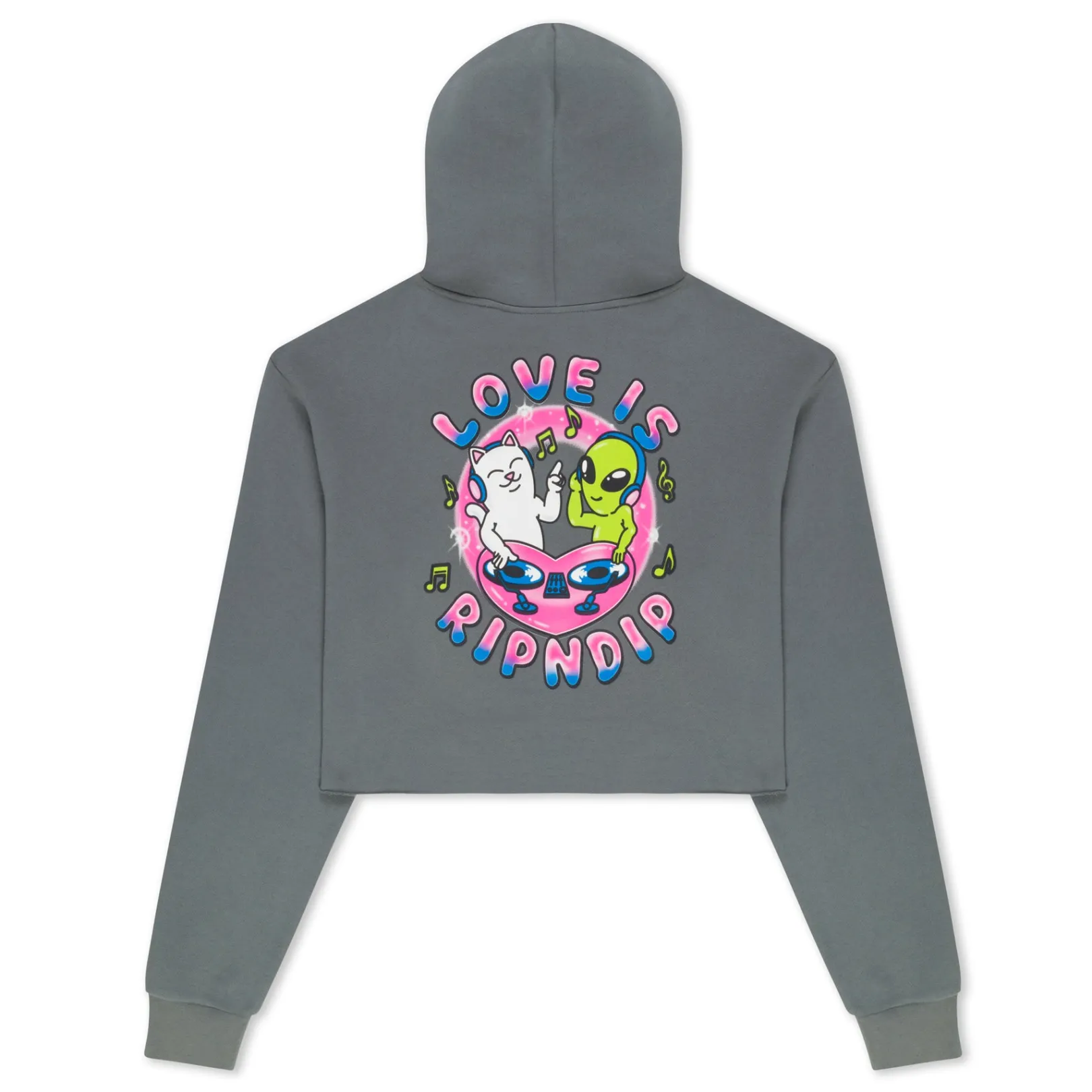 Love Is Cropped Hoodie (Charcoal)<Ripndip Best