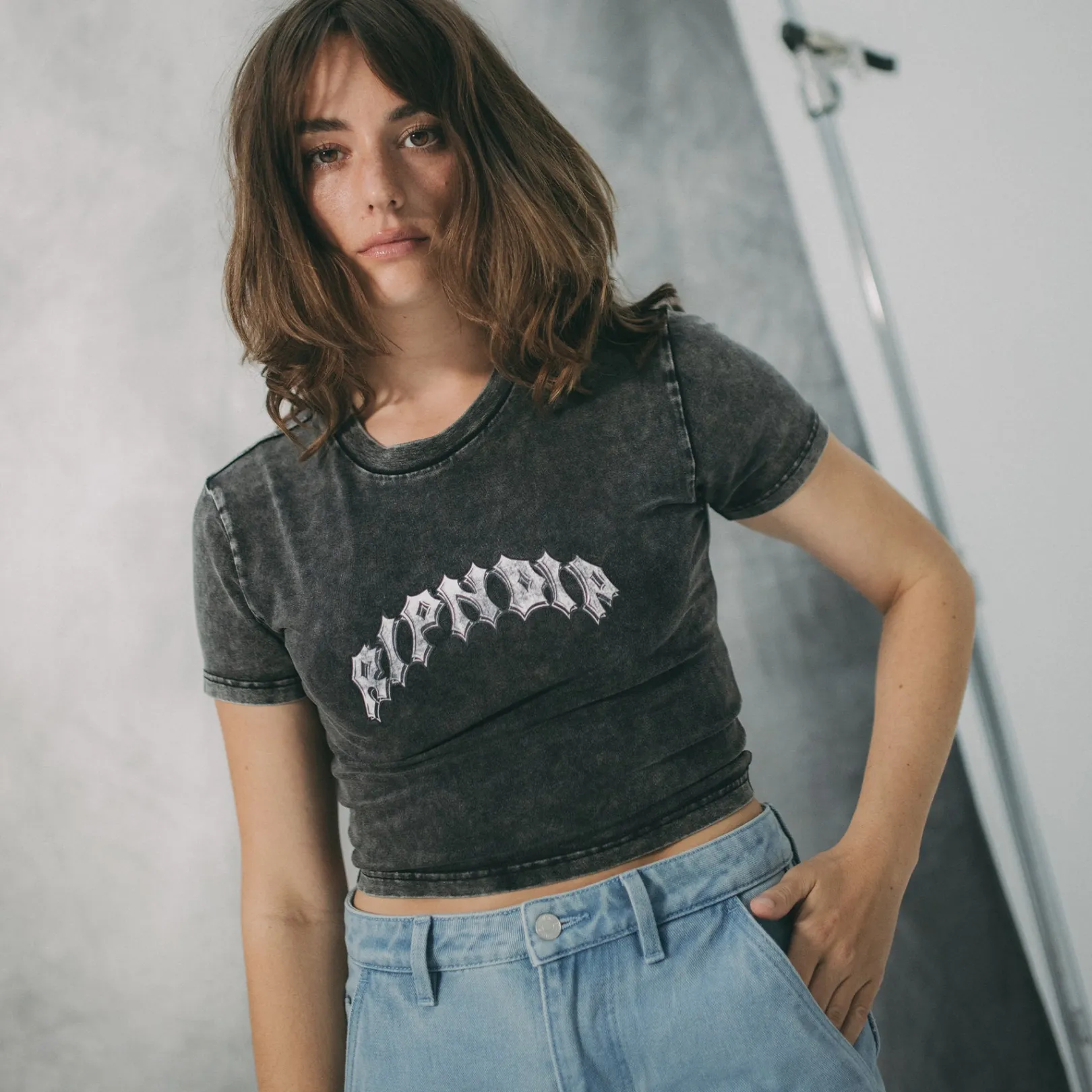 Mother Nerm Cropped Baby Tee (Black Wash)<Ripndip Outlet