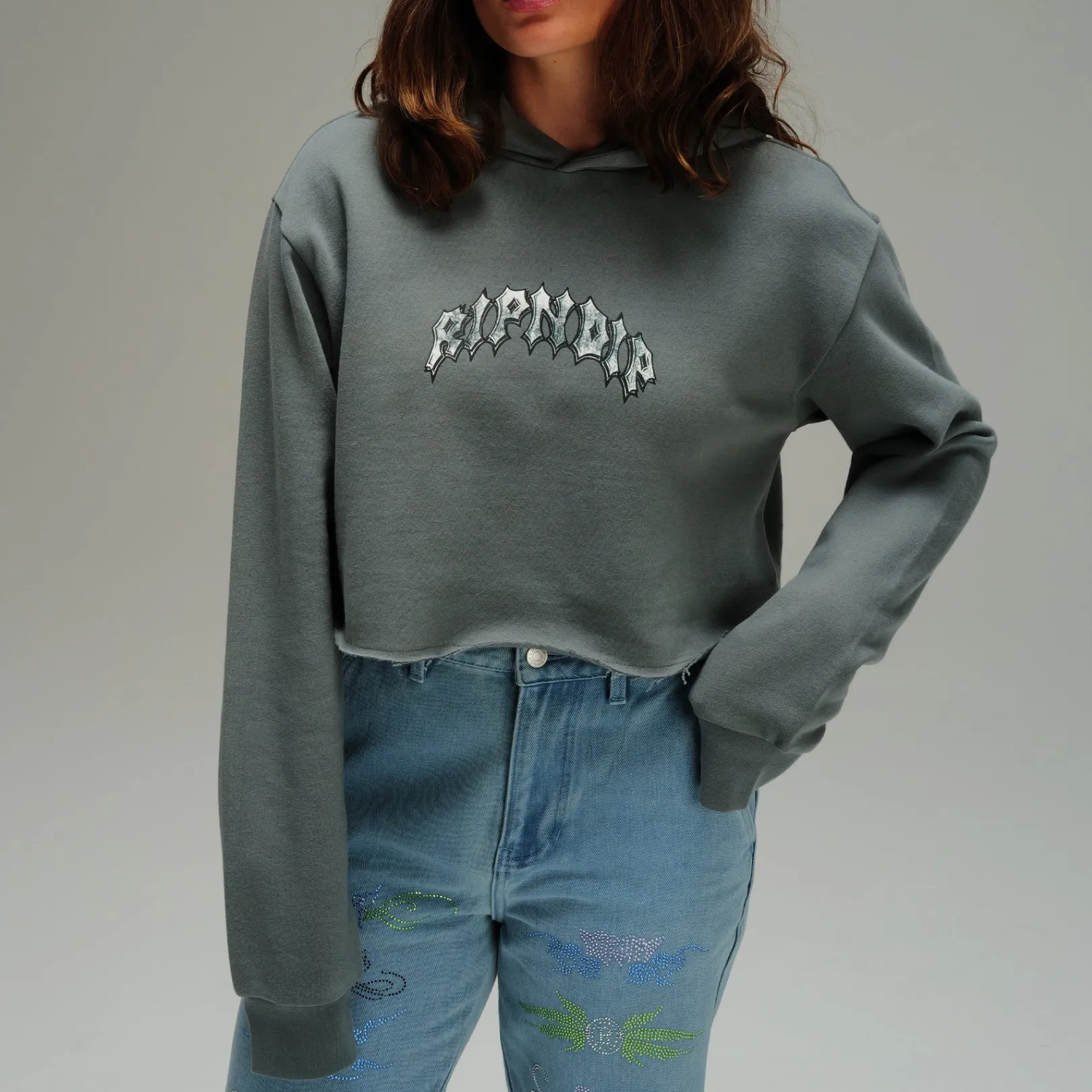 Mother Nerm Cropped Hoodie (Charcoal )<Ripndip Outlet