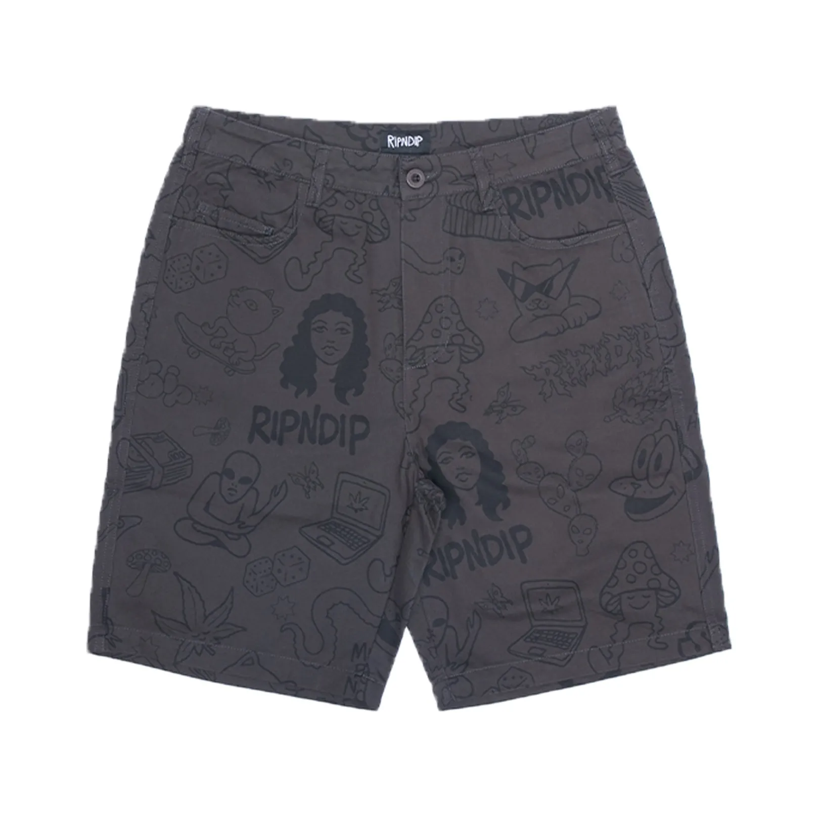 Nerm Doodle Twill Shorts (Chocolate)<Ripndip Clearance