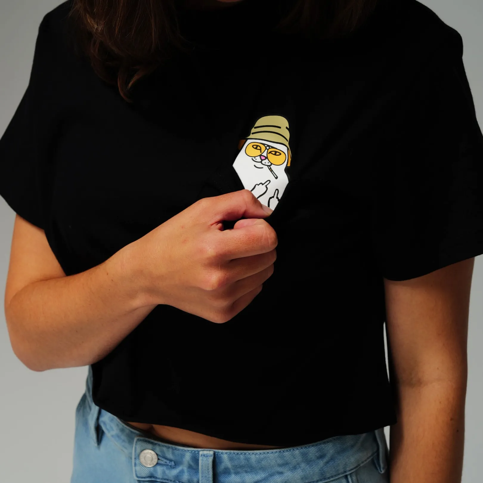 Nermal S Thompson Cropped Baby Pocket Tee (Black)<Ripndip Outlet