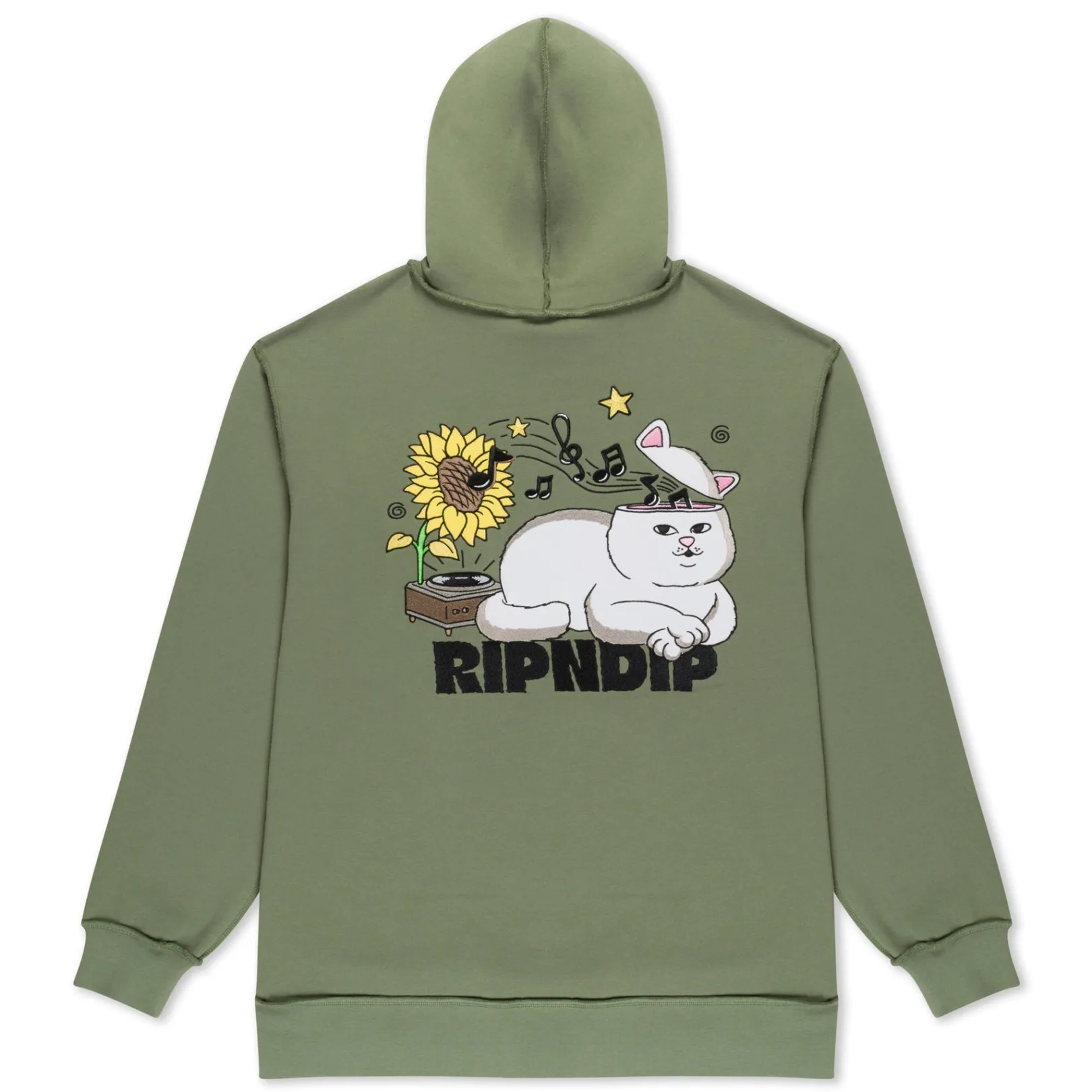 No Music No Life Hoodie (Dusty Olive)<Ripndip Best