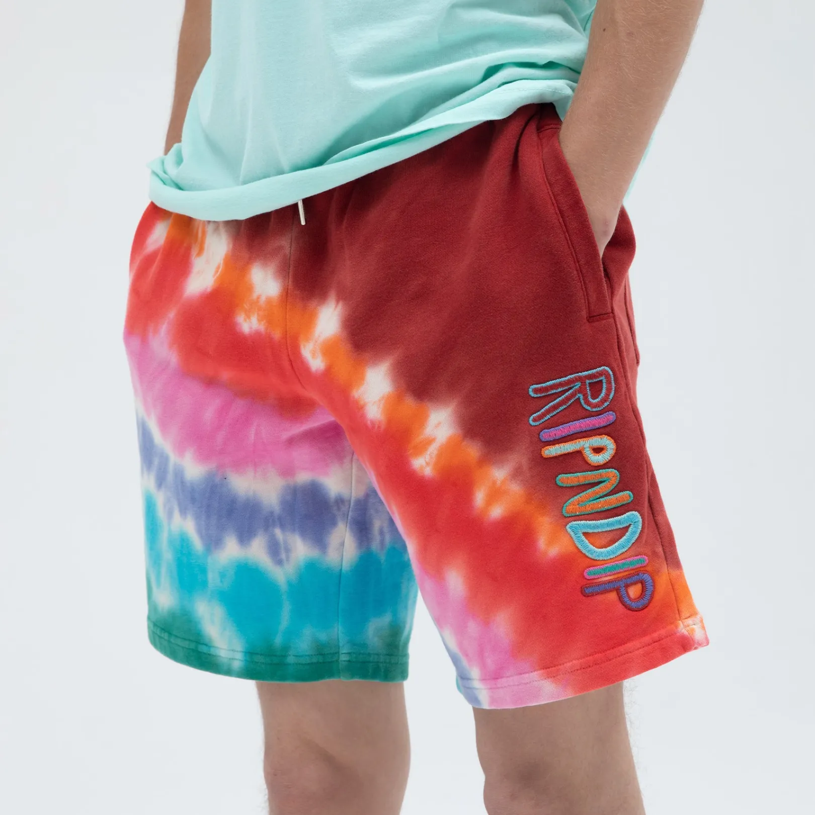 OG Prisma Embroidered Sweatshorts (Red Tie Dye)<Ripndip Cheap