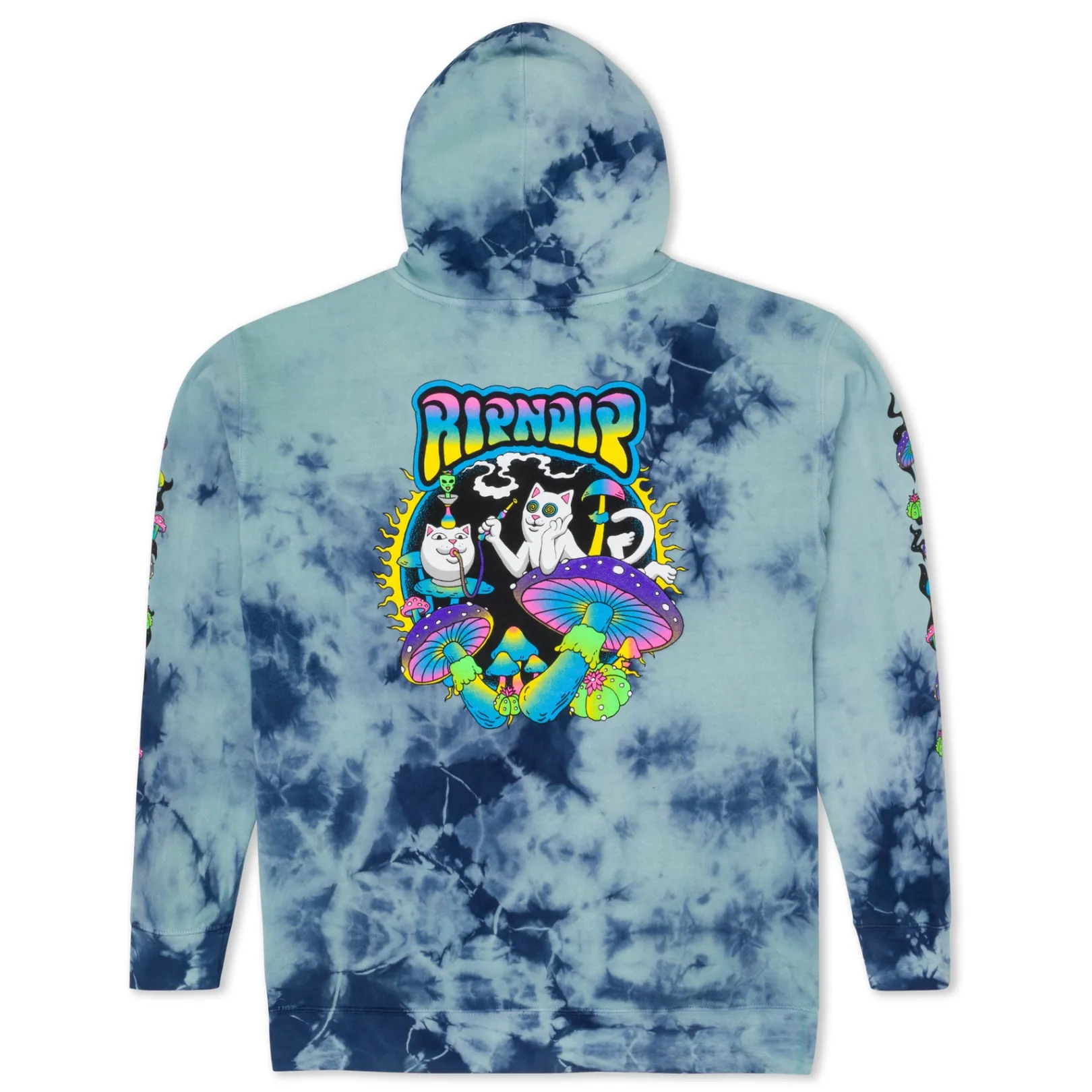 Psychedelic Garden Hoodie (Navy/Aqua Lightning Wash)<Ripndip Cheap