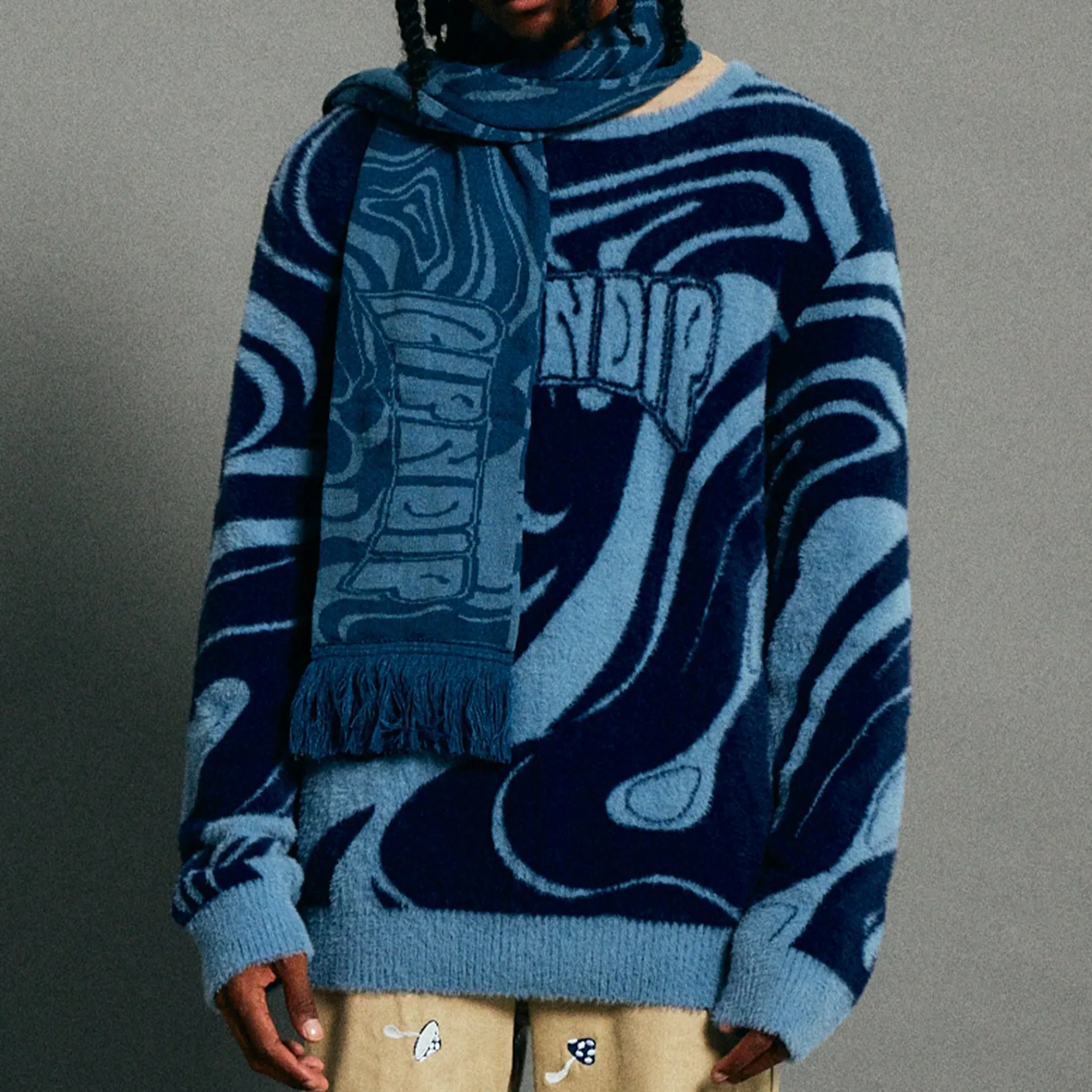 Psychedelic Knit Scarf (Dark Slate)<Ripndip Store