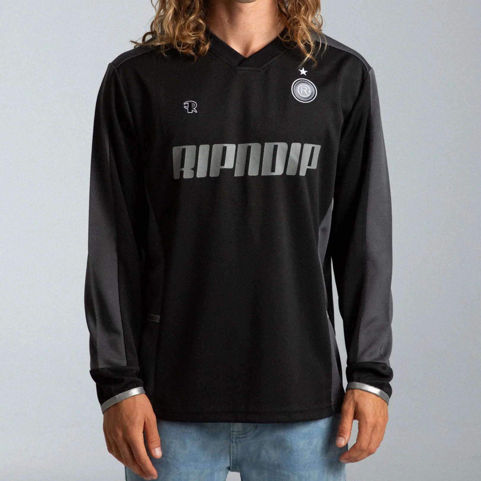 FC Long Sleeve Soccer Jersey (Black / Charcoal)<Ripndip Flash Sale