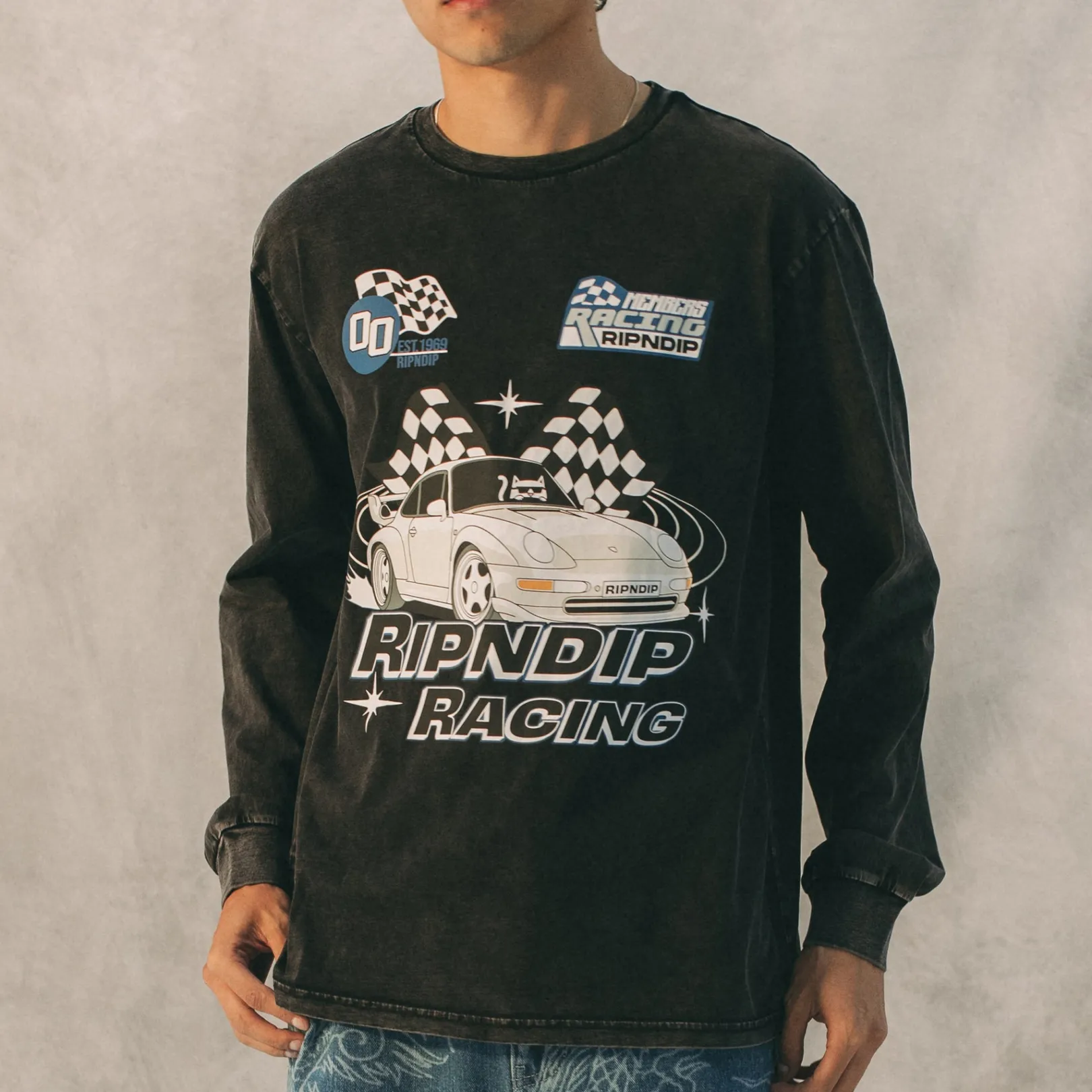 Ripnrace Long Sleeve (Black Wash)<Ripndip Cheap