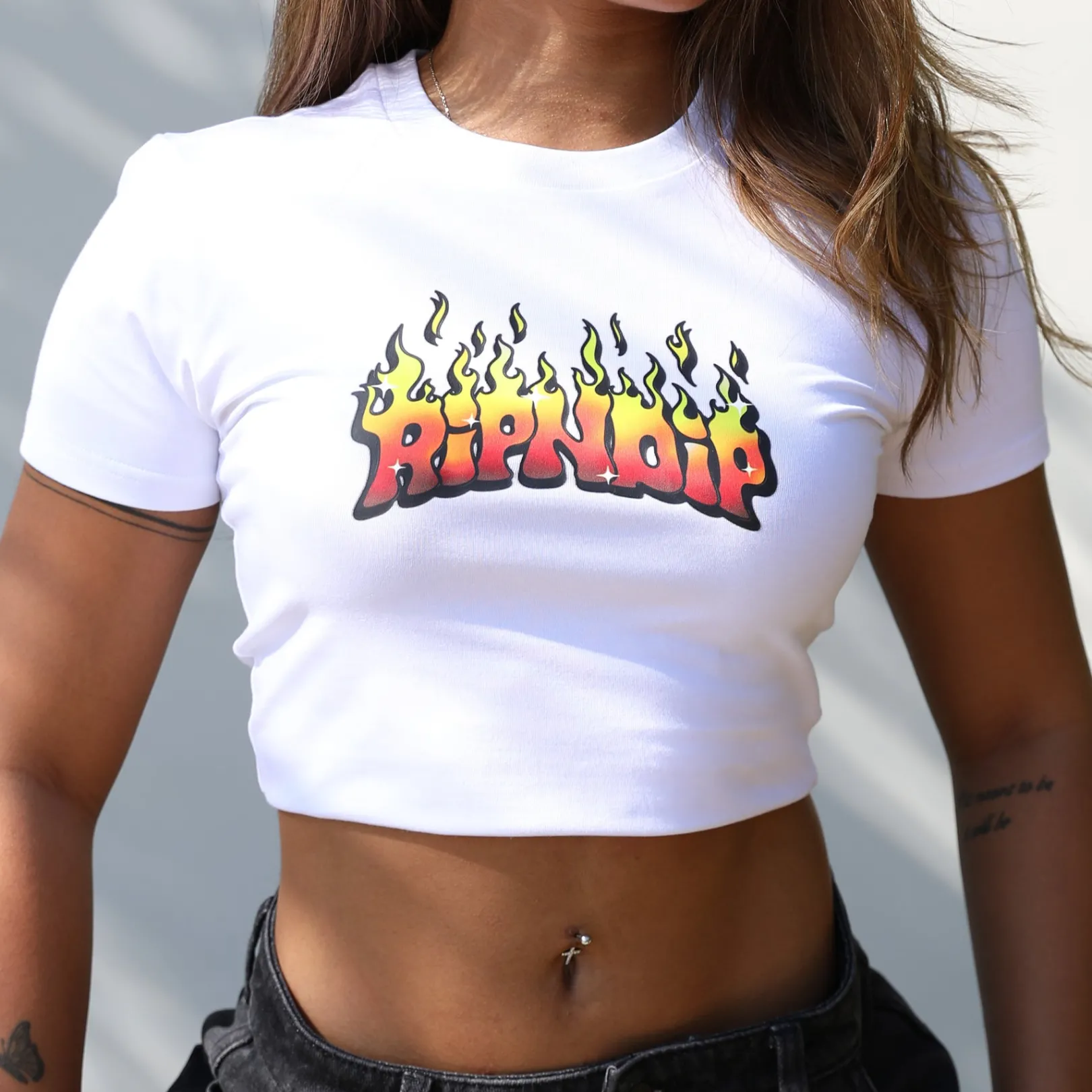 Scary Cute Cropped Baby Tee (White)<Ripndip Clearance