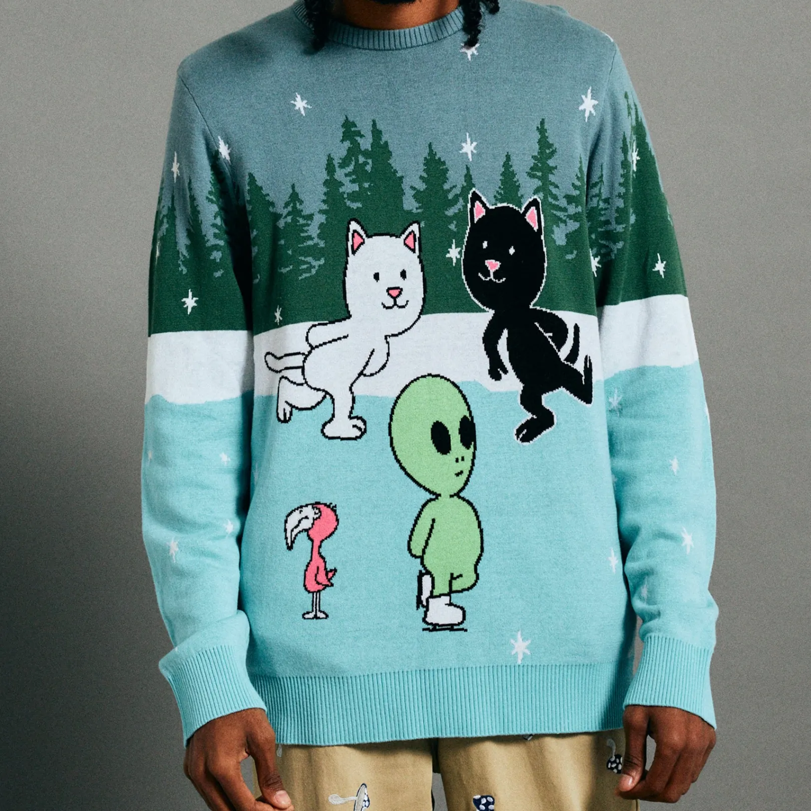 Skating With Friends Knit Sweater (Light Blue)<Ripndip Flash Sale