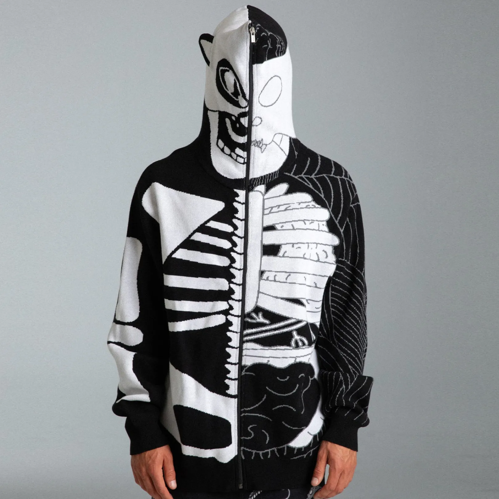 Skelly Nerm Knit Hoodie (Black/White)<Ripndip Store