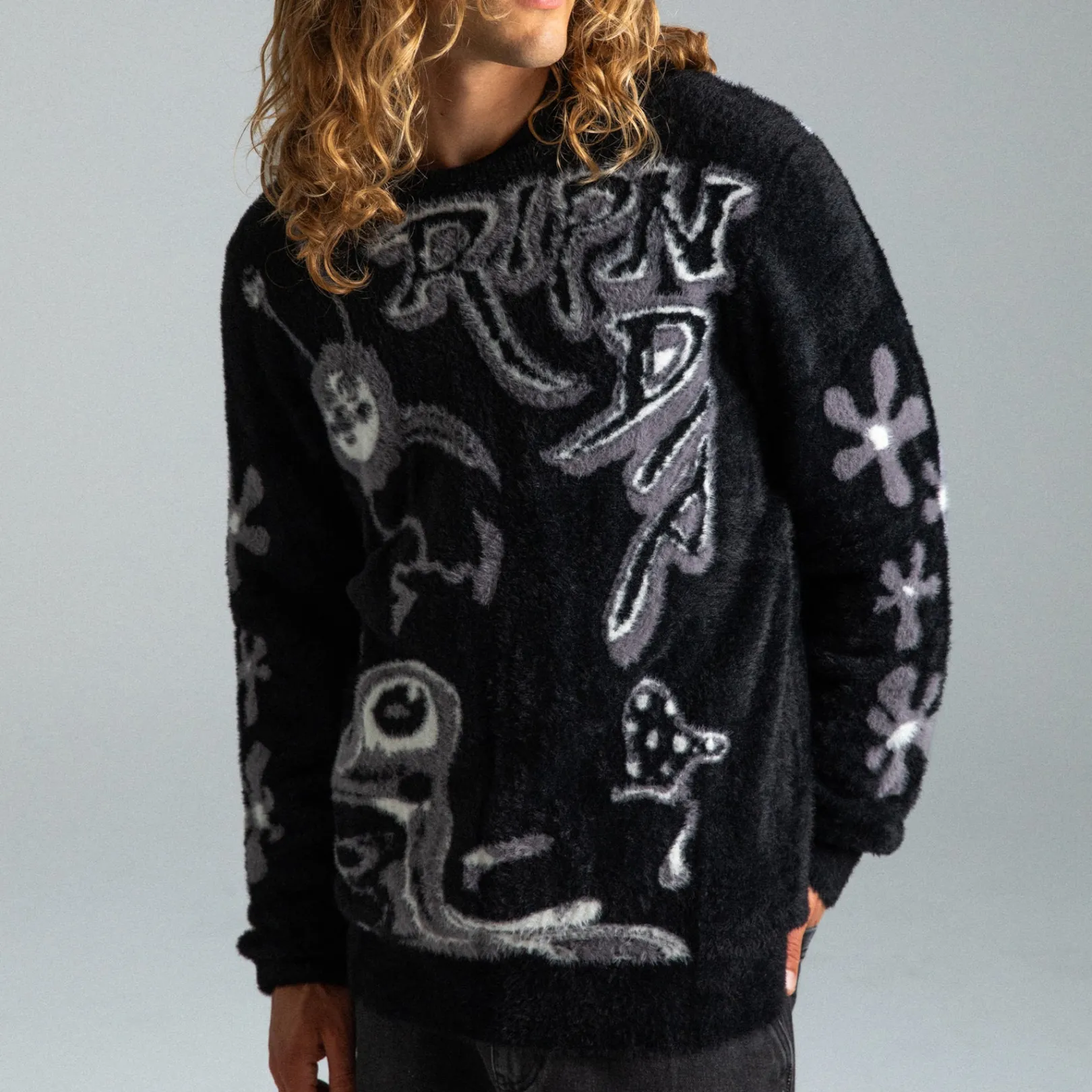 Space Walk Mohair Sweater (Black)<Ripndip Clearance