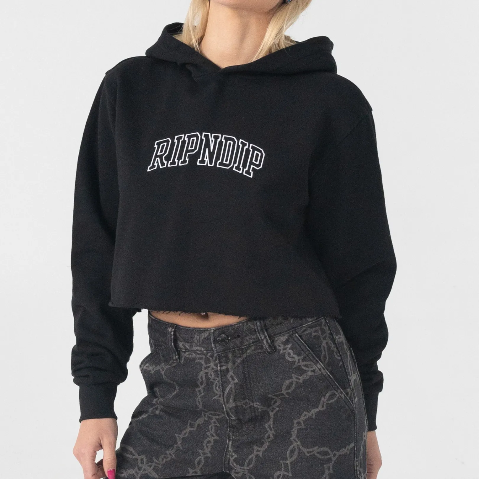 Team Spirit Cropped Hoodie (Black)<Ripndip Cheap