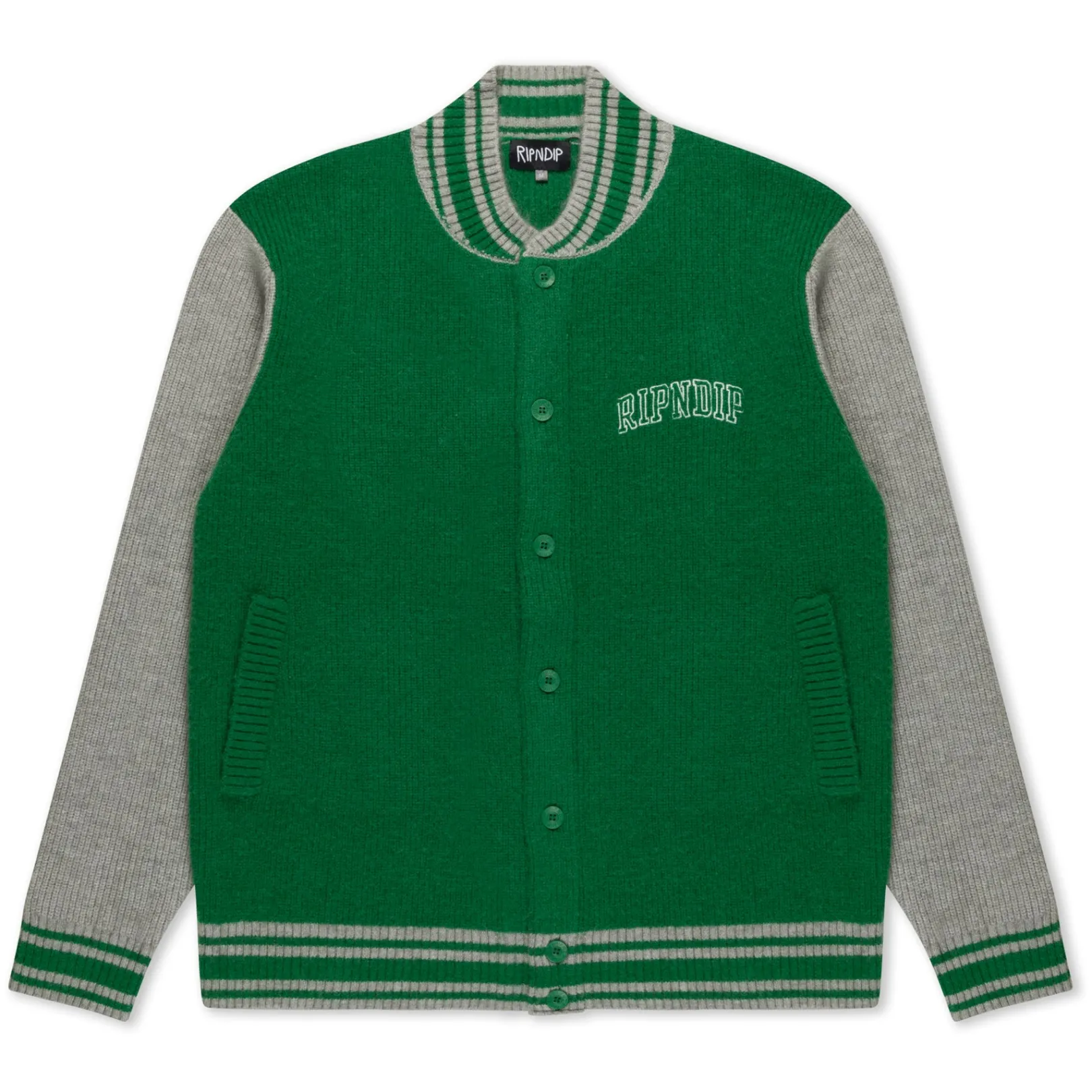 Team Spirit Varsity Cardigan  (Green/Grey)<Ripndip Hot