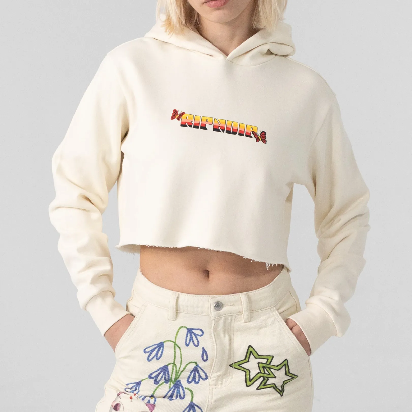 You Love Me Cropped Hoodie (Natural)<Ripndip Hot