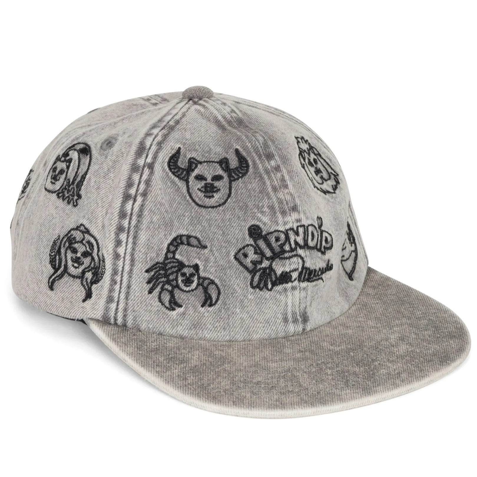 Zodiac Mucho 6 Panel (Black Washed Denim)<Ripndip Best