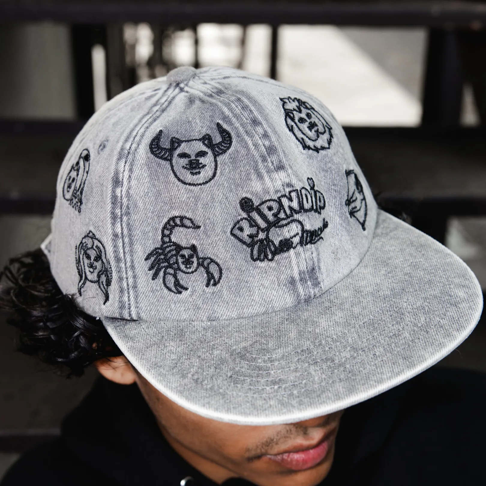 Zodiac Mucho 6 Panel (Black Washed Denim)<Ripndip Best